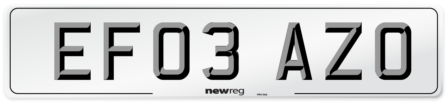 EF03 AZO Number Plate from New Reg